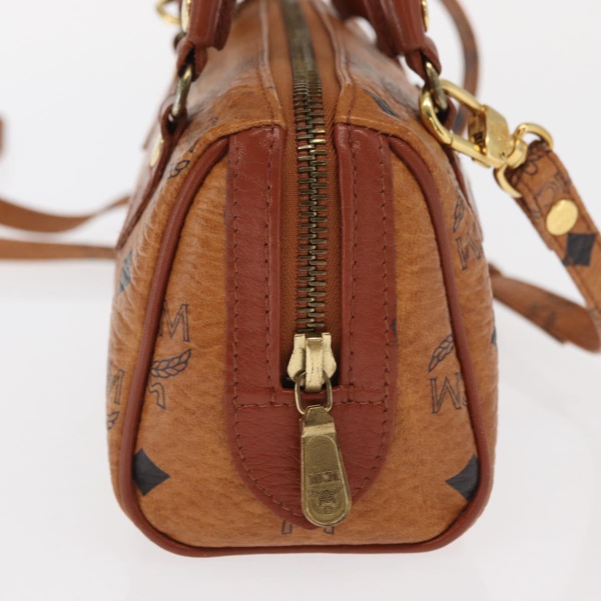 MCM Visetos Handbag Canvas And Leather Brown Canvas Handbag (Authentic  )