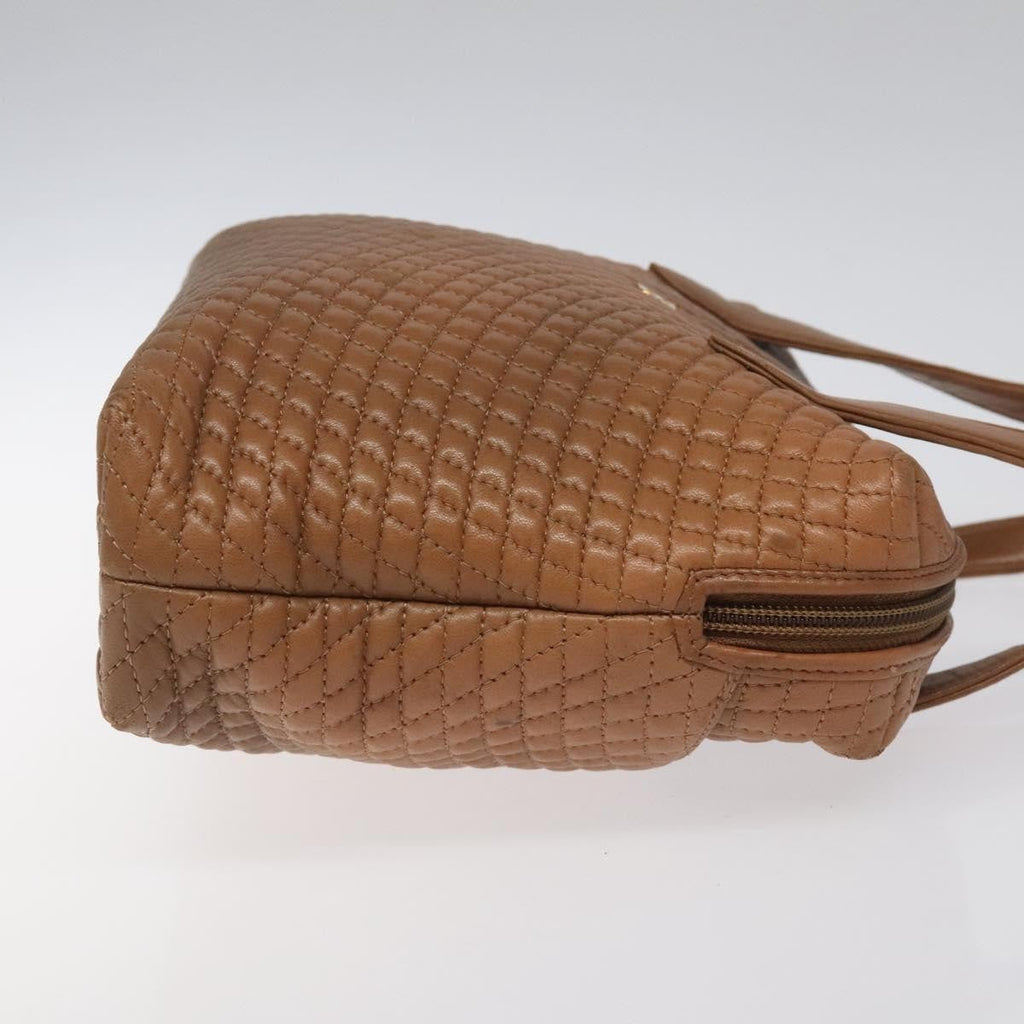 Bally Vintage Handbag Quilted Leather Brown Leather Handbag ( )