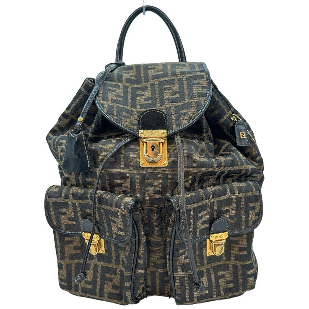 Fendi Fendi Backpack Daypack Zucca Canvas Brown Canvas Backpack Bag (Authentic  )