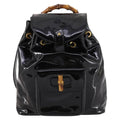 Gucci Vintage Bamboo Backpack Patent Black Patent_Leather Backpack Bag (Authentic  )