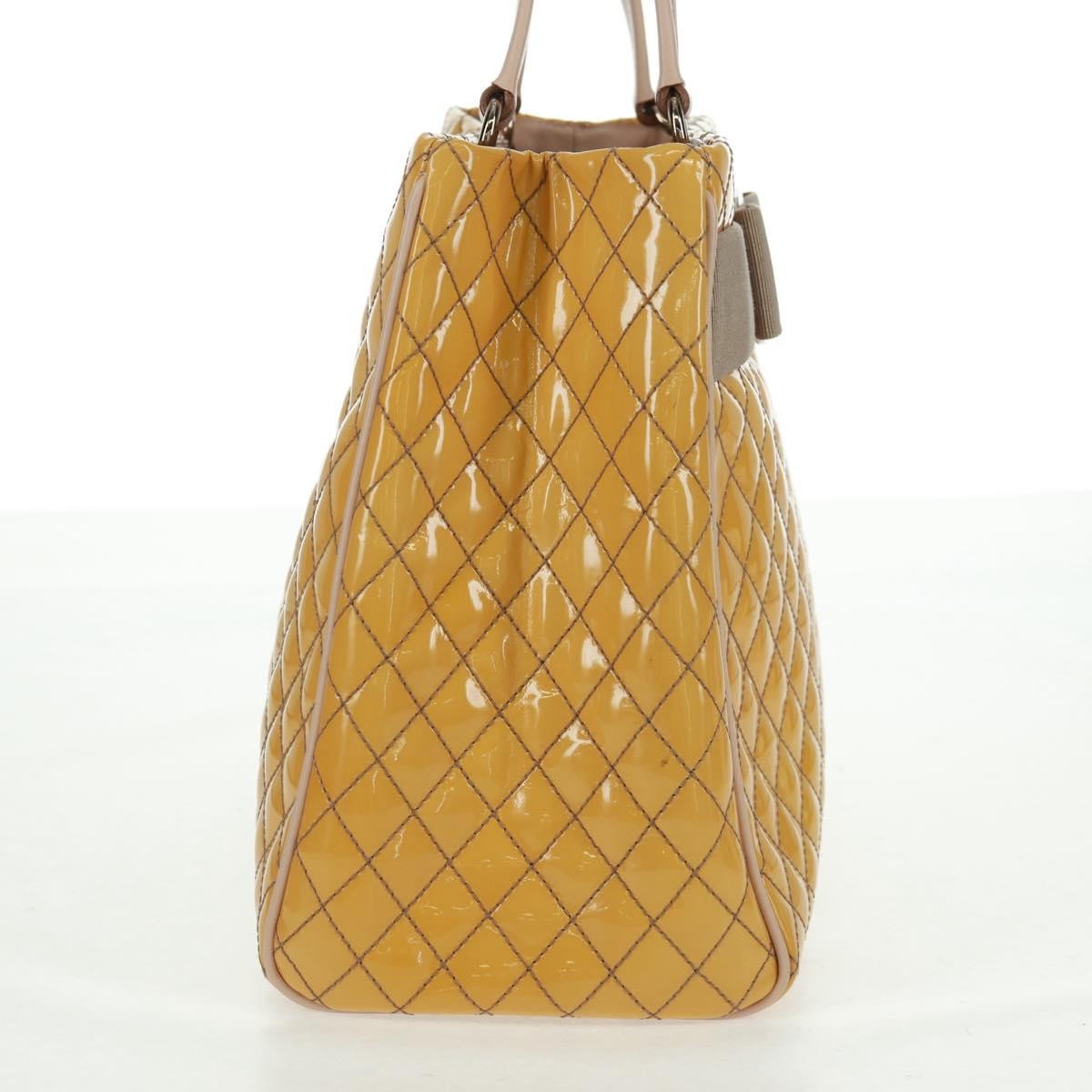 Salvatore Ferragamo Vala Handbag Patent Leather Yellow Patent_Leather Handbag (Authentic  )