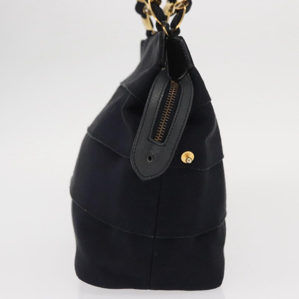 Salvatore Ferragamo Vala Handbag Canvas Navy Canvas Handbag (Authentic  )
