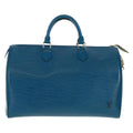 Louis Vuitton Speedy Handbag Epi Leather Blue Leather Handbag (Authentic  )