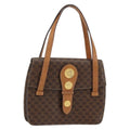 Celine Vintage Macadam Handbag Canvas And Leather Brown Canvas Handbag (Authentic  )