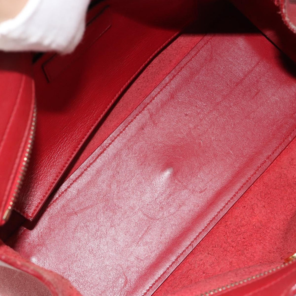Saint Laurent Monogram Cabas Leather Red Leather Handbag ( )