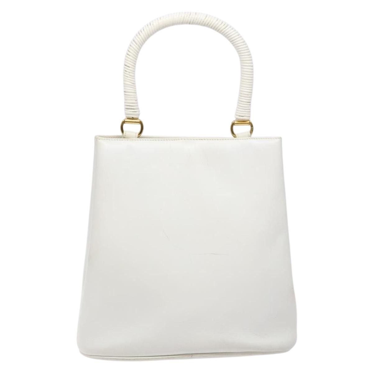 Salvatore Ferragamo Vintage Gancini Convertible Top Handle Bag Leather White Leather Handbag (Authentic  )