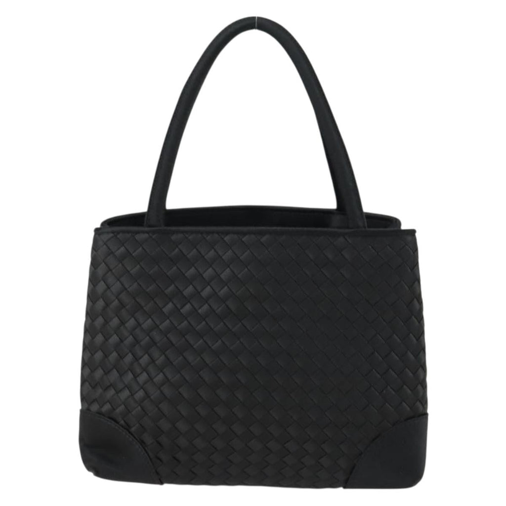Bottega Veneta Intrecciato Handbag Satin Black Satin Handbag (Authentic  )