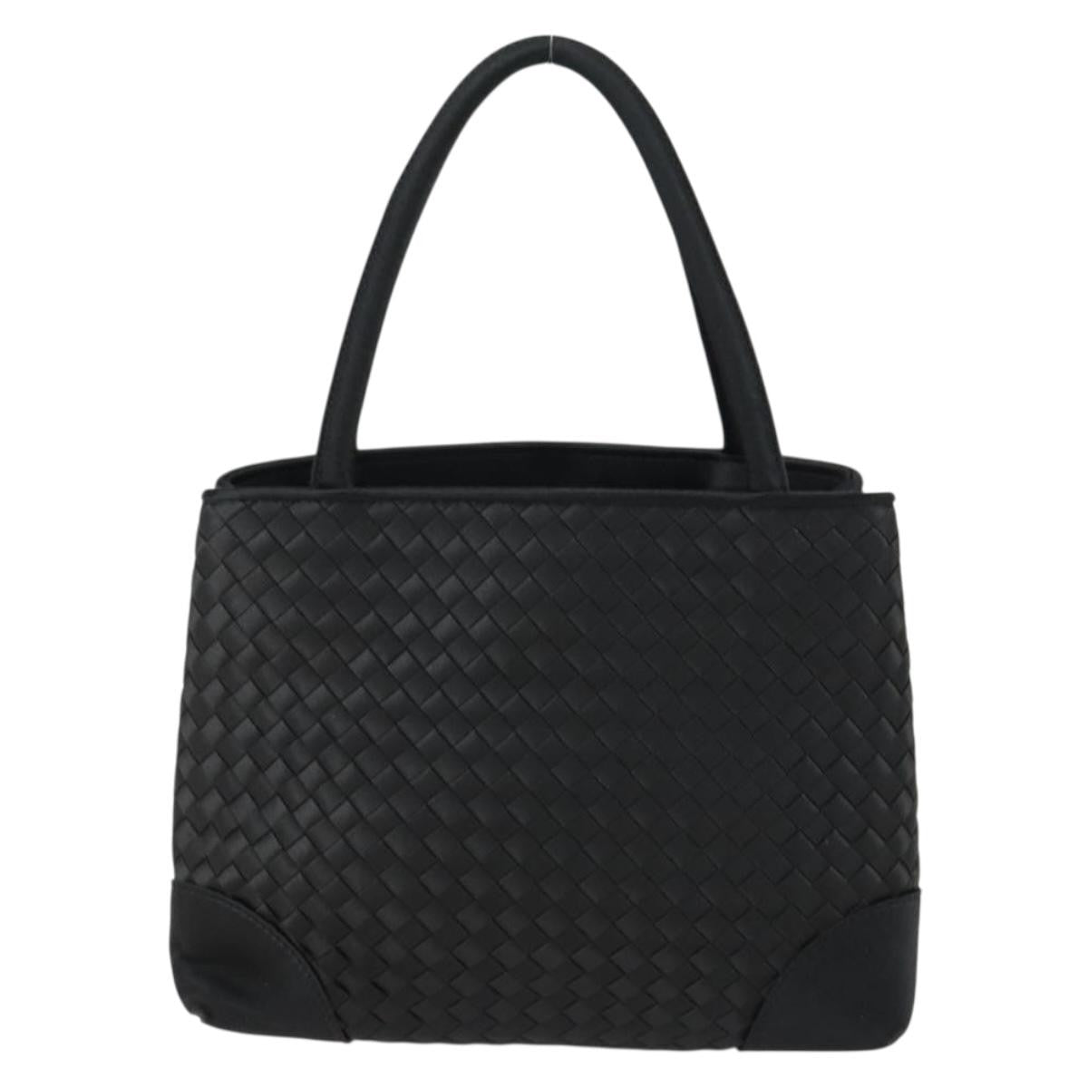 Bottega Veneta Intrecciato Handbag Satin Black Satin Handbag (Authentic  )