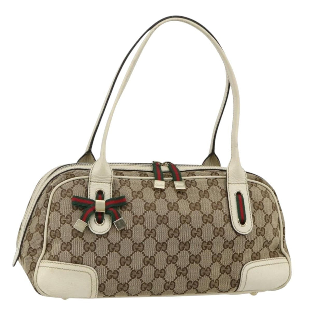 Gucci Vintage Web Sherry Line Handbag Micro Gg Canvas Beige Canvas Handbag ( )