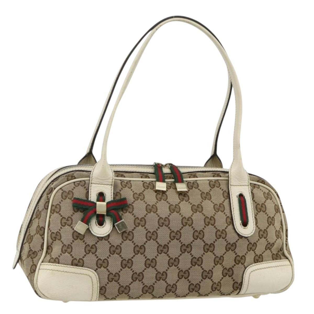 Gucci Vintage Web Sherry Line Handbag Micro Gg Canvas Beige Canvas Handbag ( )