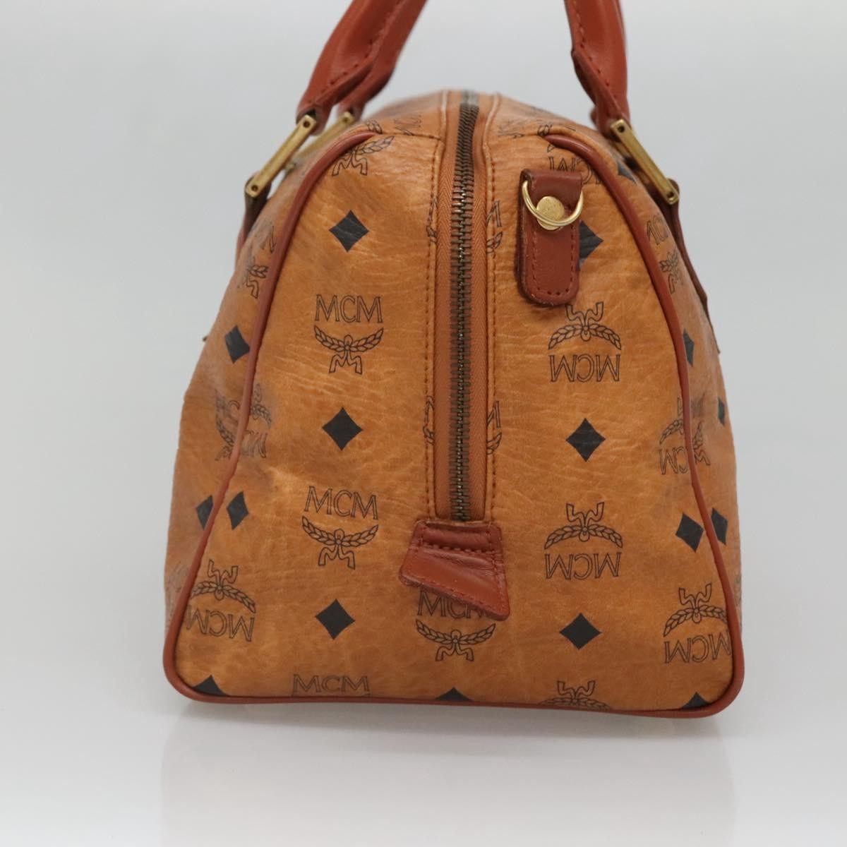 MCM Visetos Handbag Canvas And Leather Brown Pvc Handbag (Authentic  )