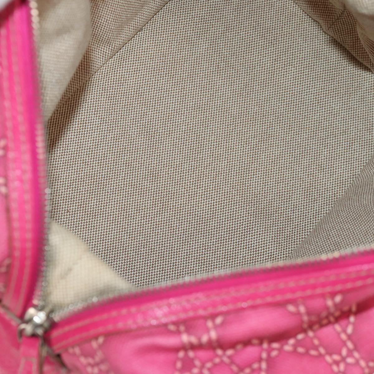 Christian Dior Cannage Handbag Canvas Pink Canvas Handbag (Authentic  )