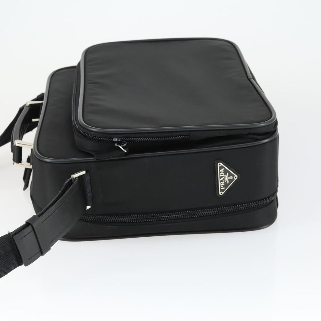Prada Convertible Front Pocket Briefcase Tessuto With Saffiano Leather Black Nylon Briefcase Bag (Authentic  )