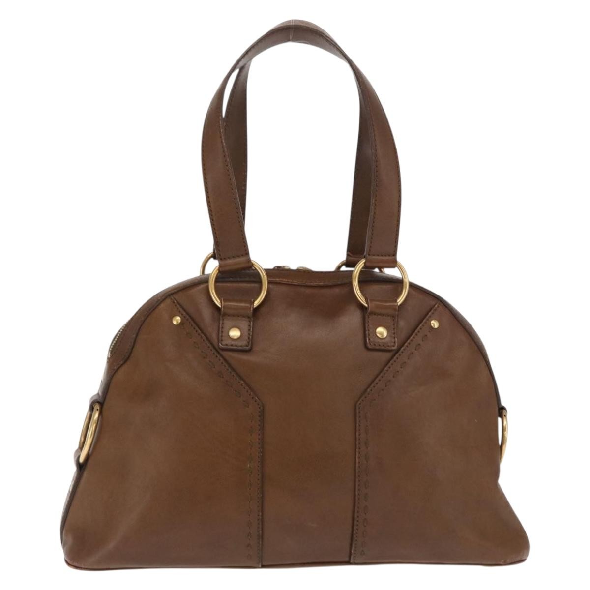 Saint Laurent Muse Dome Bag Leather Brown Leather Handbag (Authentic  )