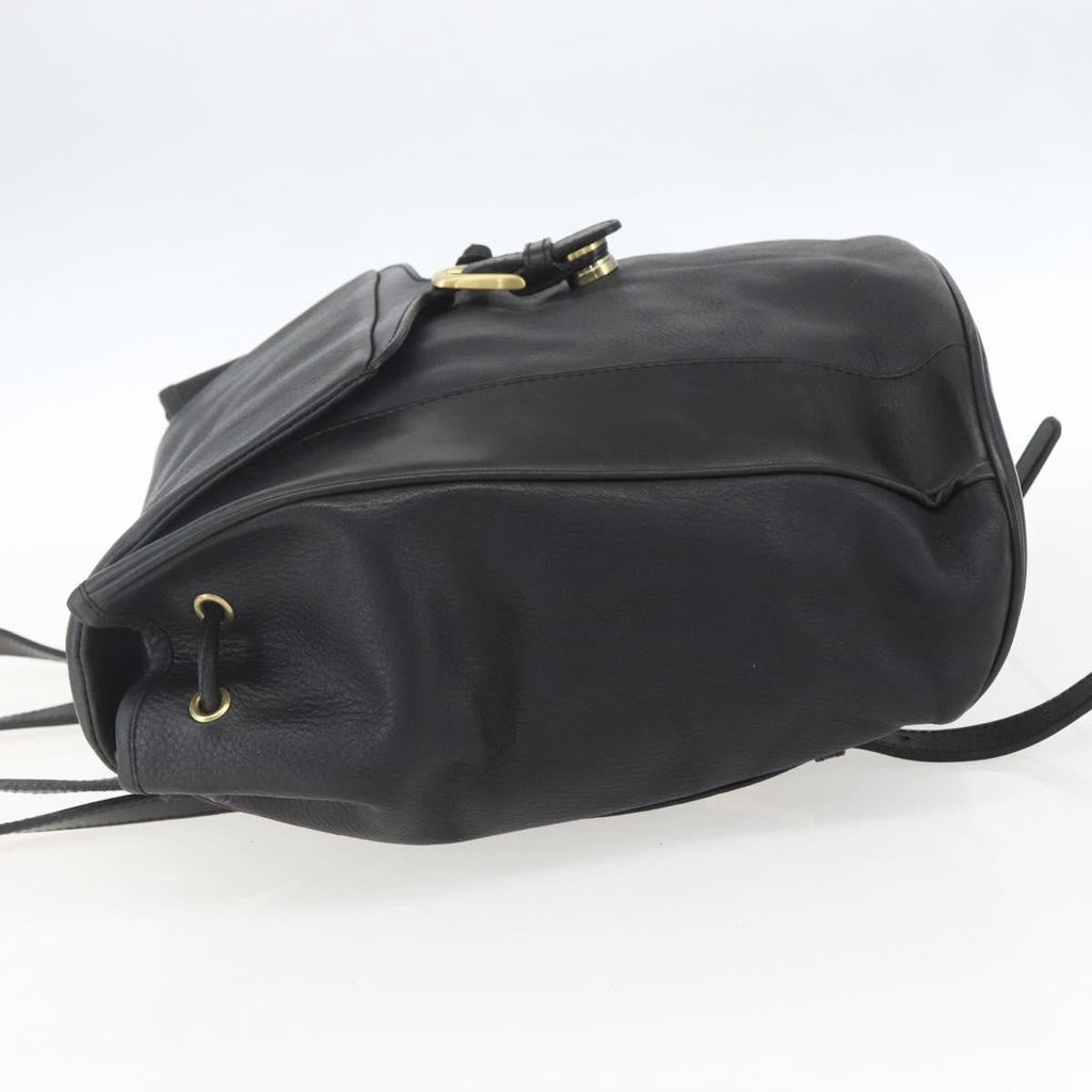 Bally Vintage Backpack Leather Black Leather Backpack Bag (Authentic  )