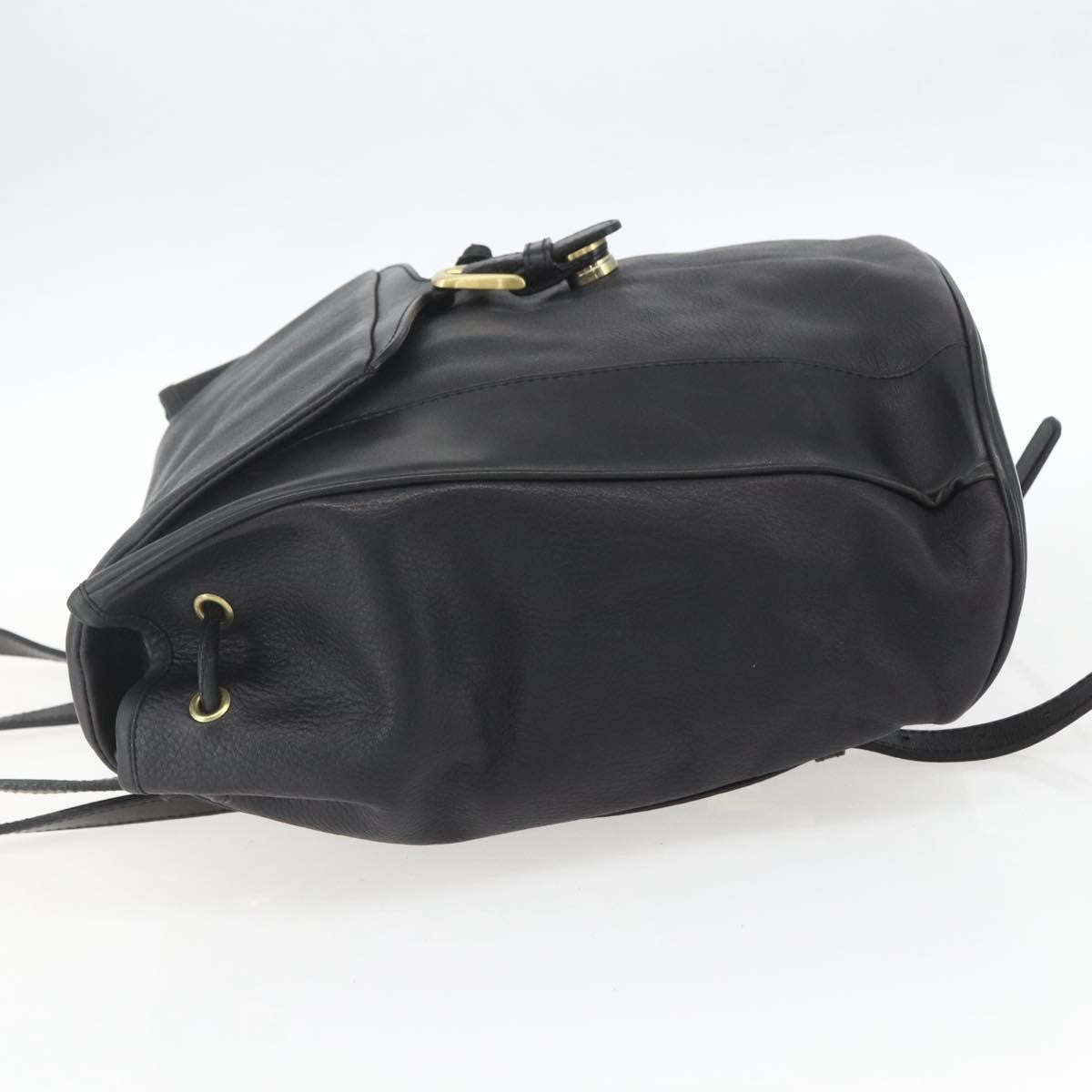 Bally Vintage Backpack Leather Black Leather Backpack Bag (Authentic  )