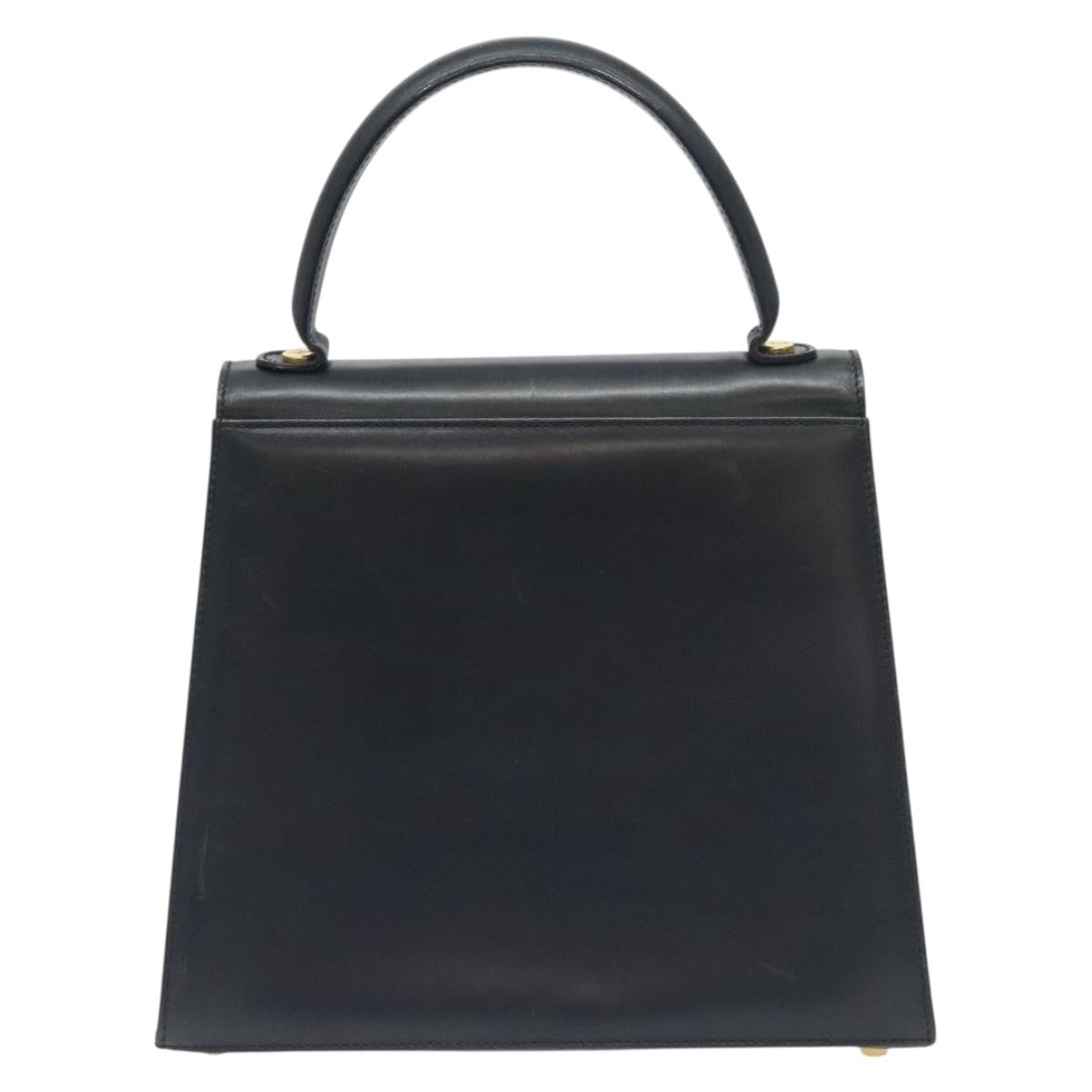 Salvatore Ferragamo Vintage Handbag Leather Black Leather Handbag (Authentic  )