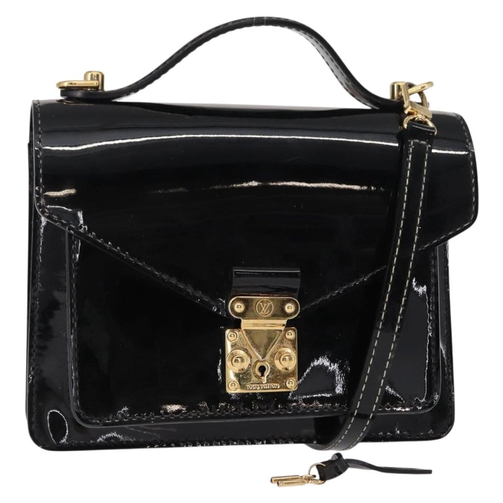 Louis Vuitton Monceau Handbag Vernis Black Patent_Leather Handbag (Authentic  )