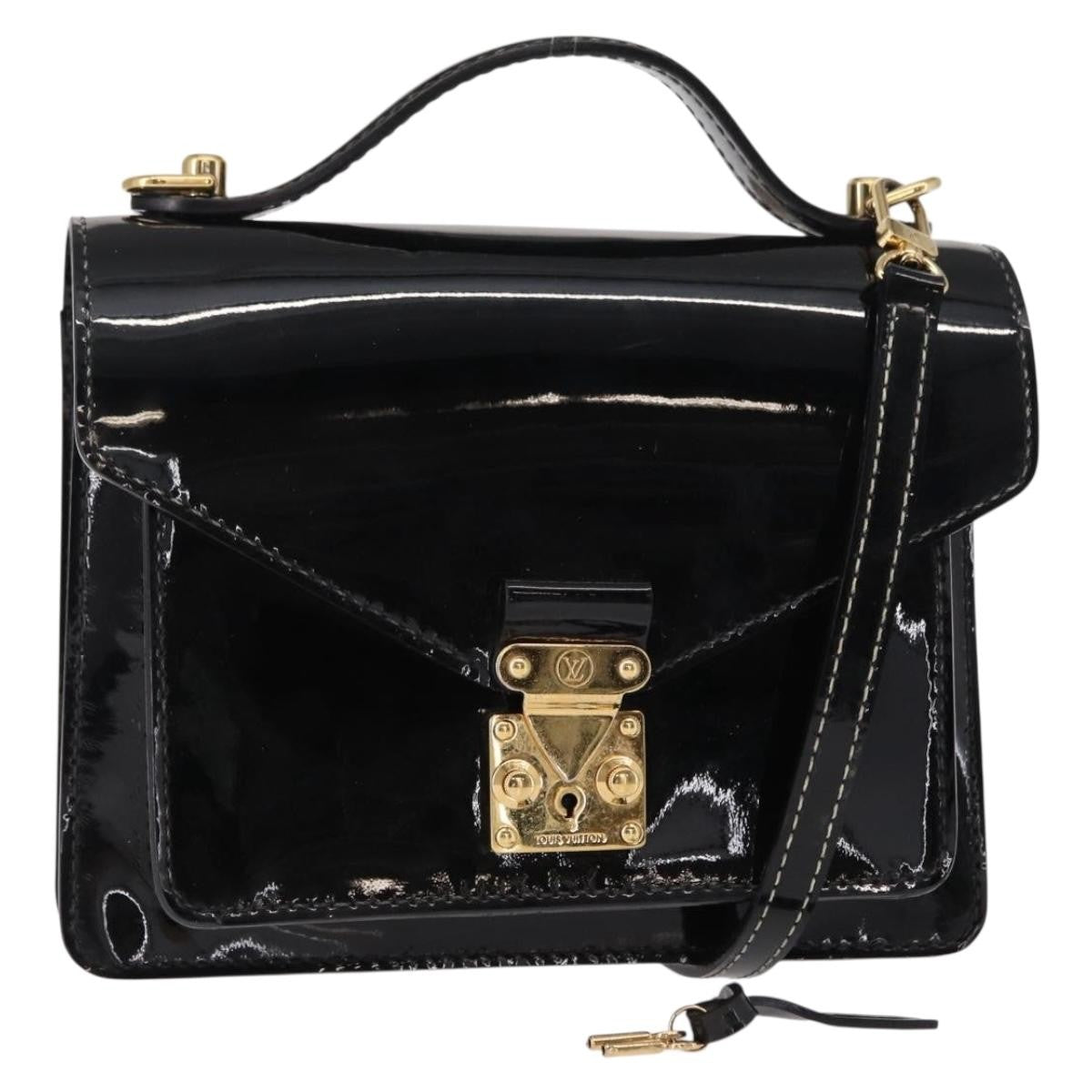 Louis Vuitton Monceau Handbag Vernis Black Patent_Leather Handbag (Authentic  )