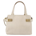 Salvatore Ferragamo Double Gancini Side Buckle Tote Leather Beige Leather Handbag (Authentic  )