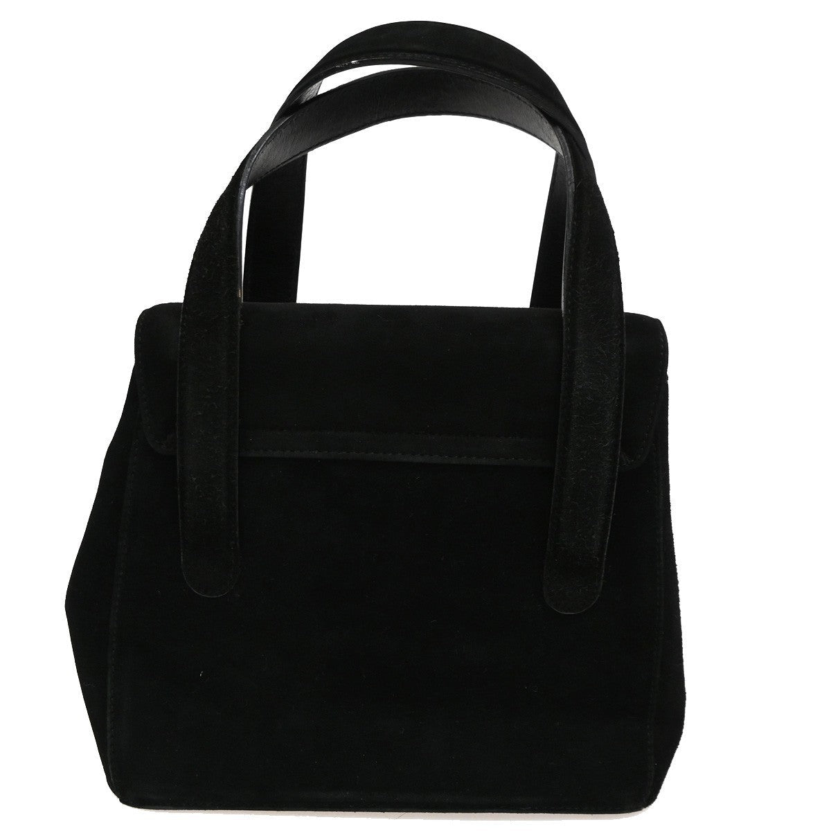 Salvatore Ferragamo Gancini Handbag Suede Black Suede Handbag (Authentic  )