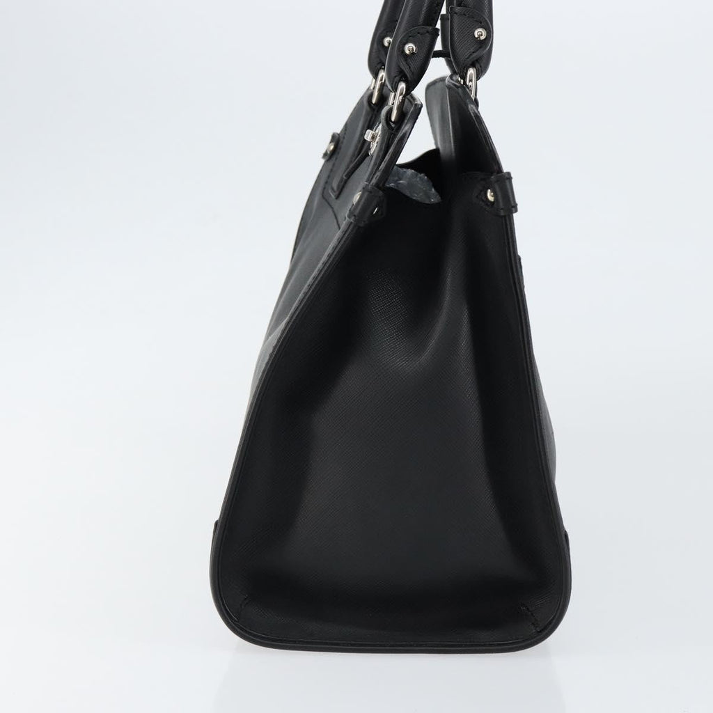 Salvatore Ferragamo Gancini Handbag Leather Black Leather Handbag (Authentic  )