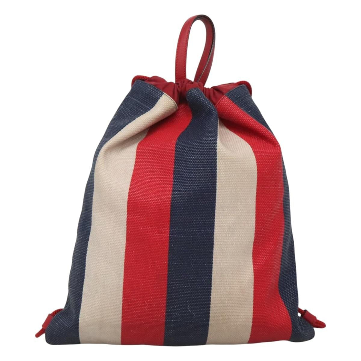 Gucci Logo Drawstring Backpack Striped Canvas Multicolour Canvas Backpack Bag ( )