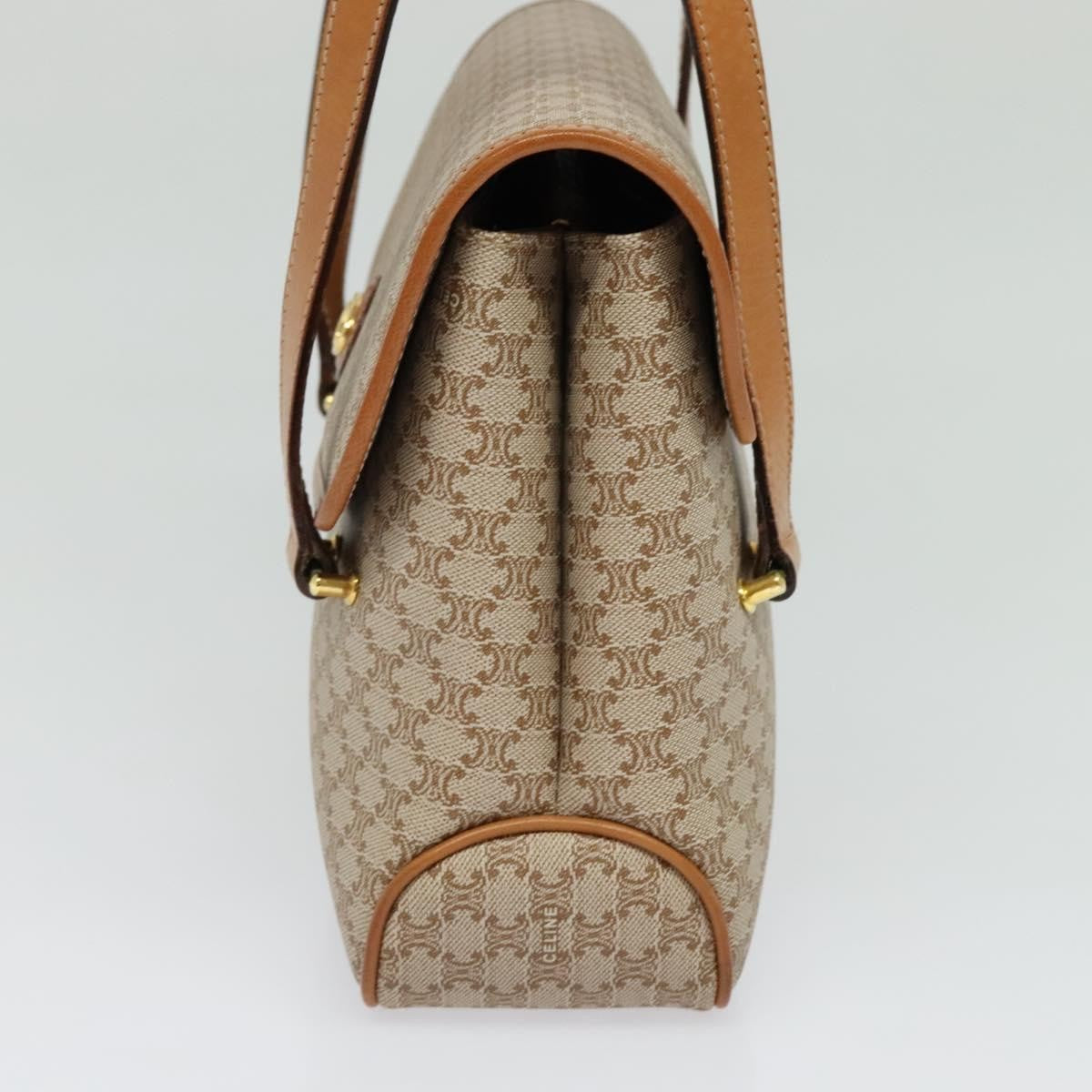 Celine Vintage Macadam Handbag Canvas And Leather Beige Canvas Handbag (Authentic  )
