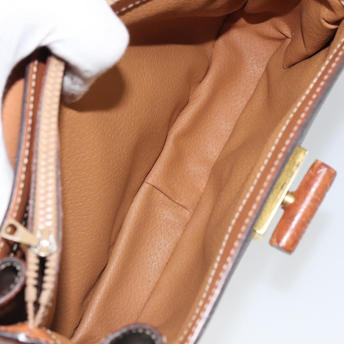 Celine Vintage Convertible Top Handle Bag Macadam Coated Canvas Brown Pvc Handbag (Authentic  )
