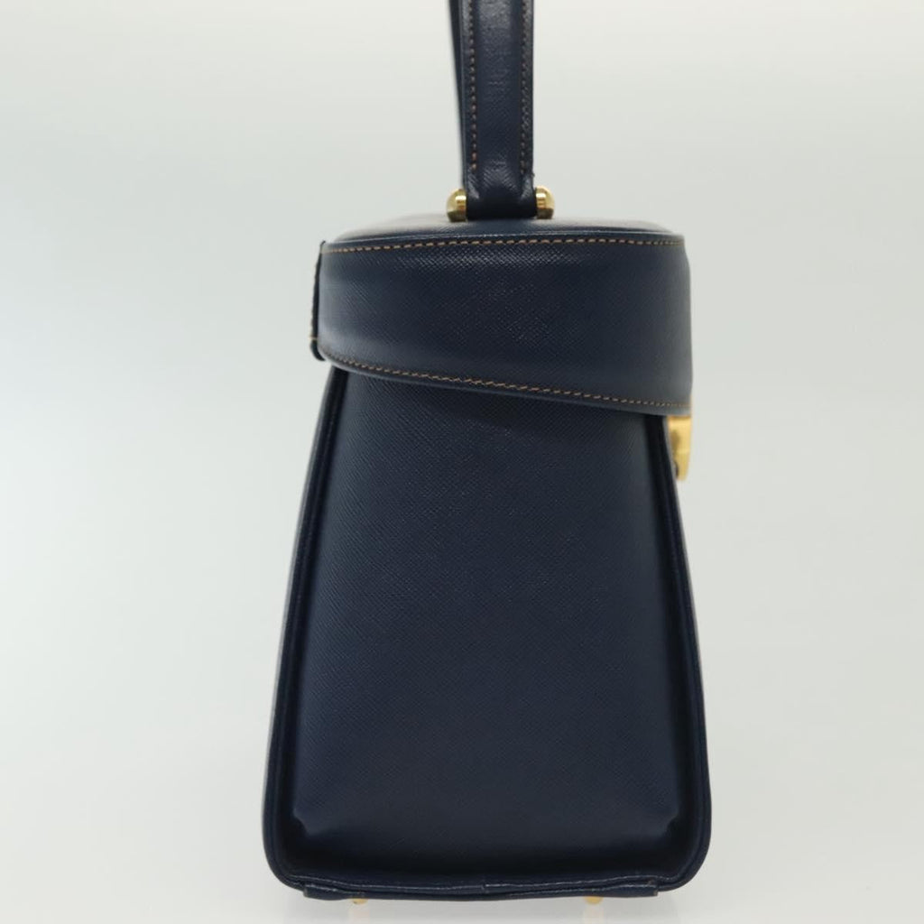 Valentino Garavani Vintage Handbag Leather Navy Leather Handbag (Authentic  )