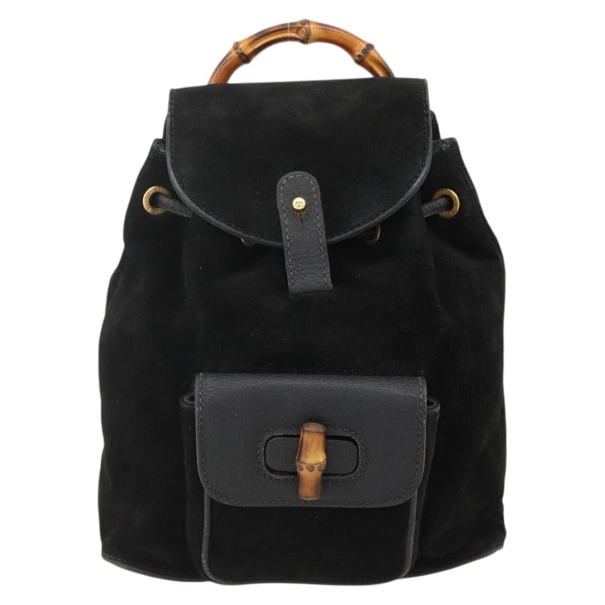 Gucci Gucci Bamboo Backpack Daim Black Denim_Jeans Backpack Bag (Authentic  )