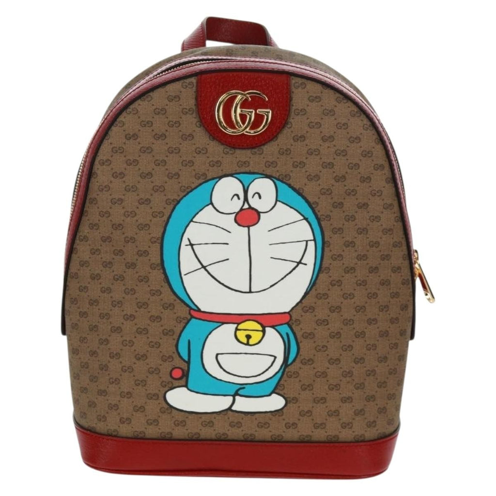 Gucci Doraemon Zip Backpack Printed Mini Gg Coated Canvas Beige Canvas Backpack Bag (Authentic  )