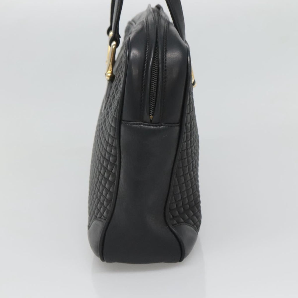 Bally Vintage Handbag Quilted Leather Black Leather Handbag ( )