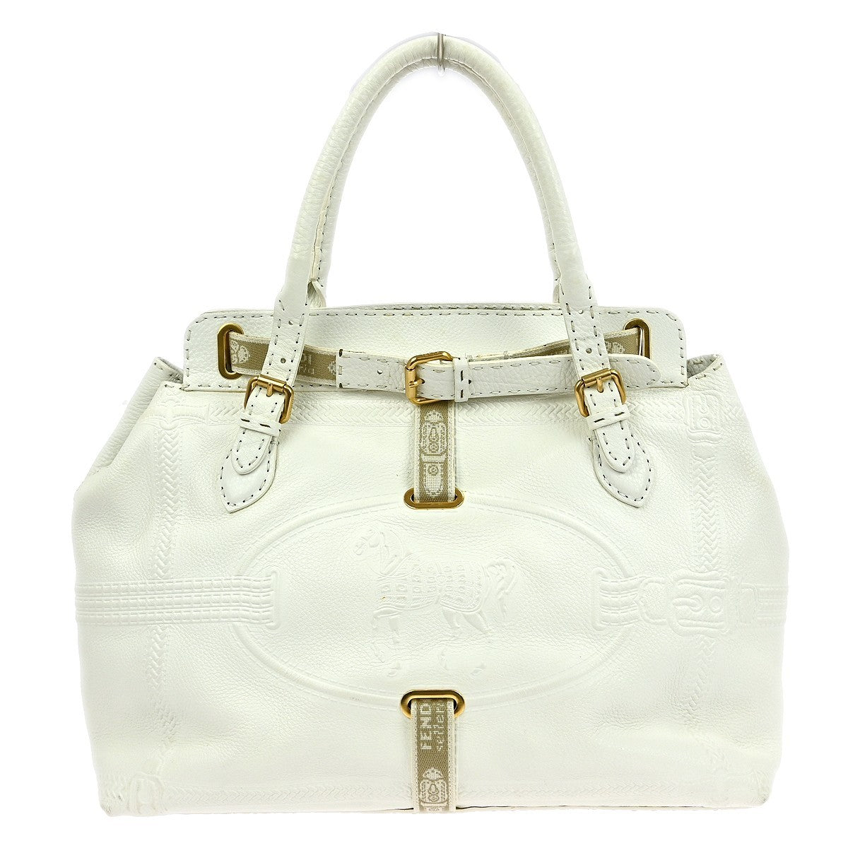 Fendi Selleria Peekaboo Bag Leather White Leather Handbag ( )