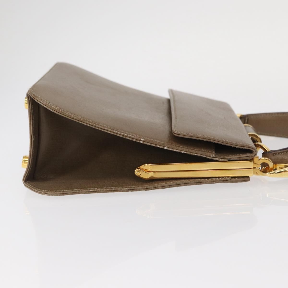 Salvatore Ferragamo Gancini Handbag Leather Beige Leather Handbag (Authentic  )