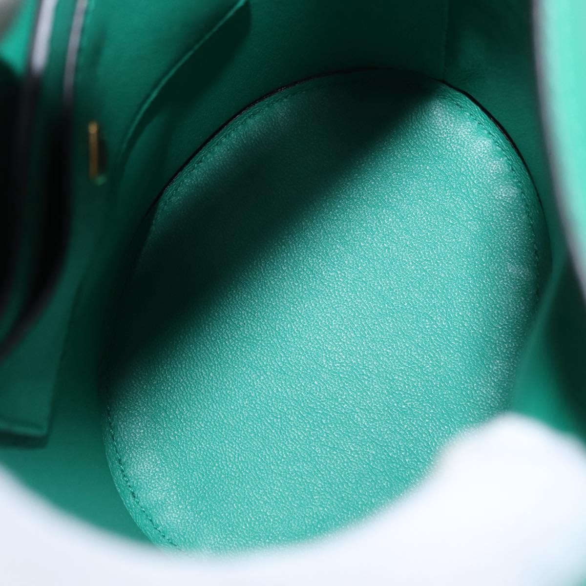 Salvatore Ferragamo Gancini Handbag Leather Green Leather Handbag (Authentic  )