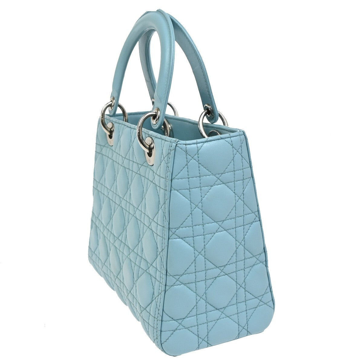 Christian Dior Lady Dior Bag Leather Blue Leather Bag ( )