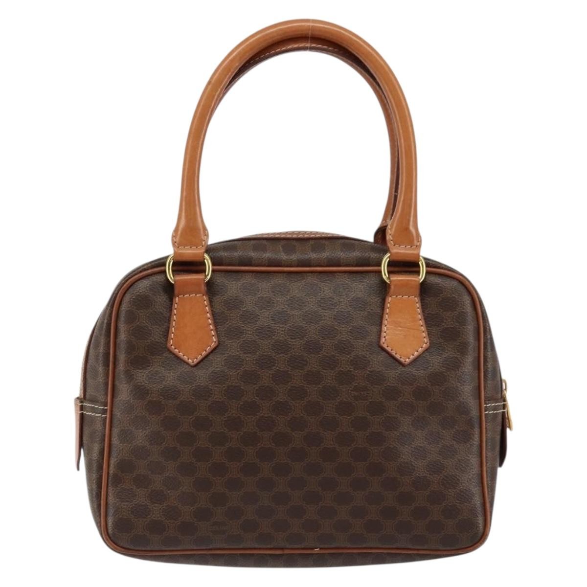 Celine Macadam Handbag Macadam With Leather Brown Canvas Handbag (Authentic  )