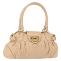 Salvatore Ferragamo Gancini Handbag Leather Beige Leather Handbag (Authentic  )