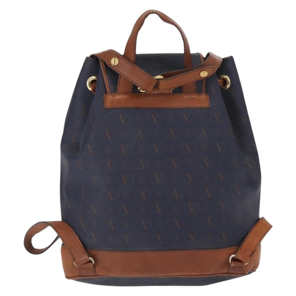 Valentino Garavani Vintage Backpack Leather Navy Leather Backpack Bag (Authentic  )