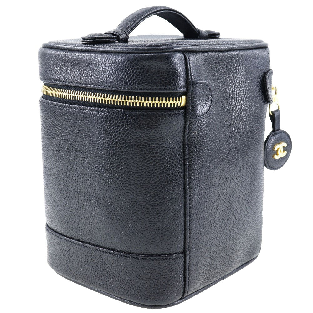 Chanel Vintage Timeless Cosmetic Case Caviar Black Leather Handbag (Authentic  )