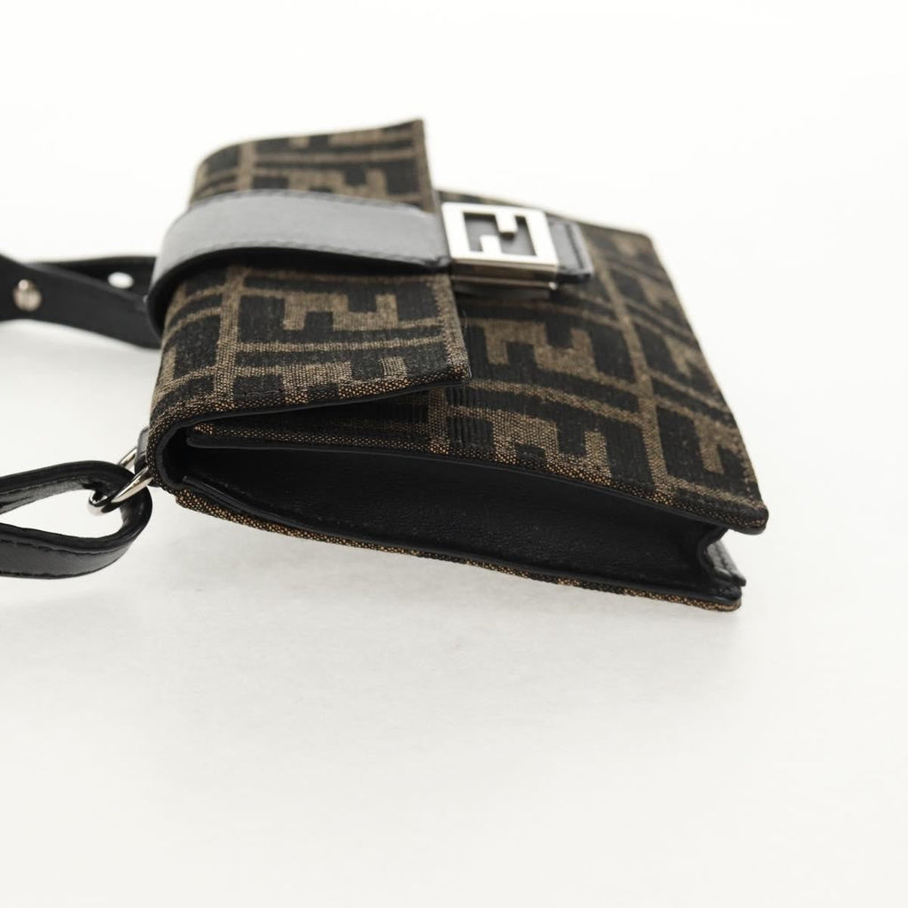 Fendi Baguette Convertible Belt Bag Zucca Canvas Black Canvas Bag (Authentic  )