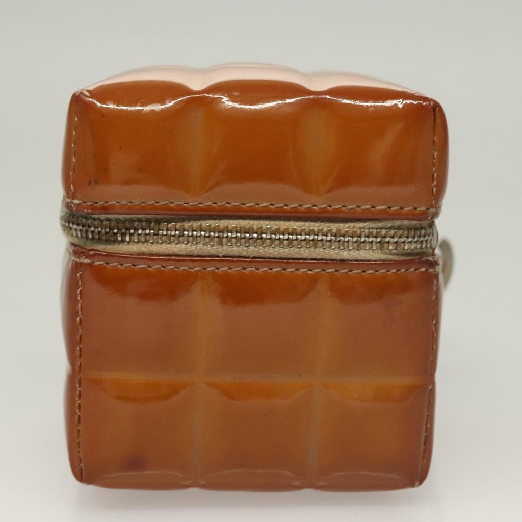 Chanel Rubiks Cube Wristlet Quilted Patent Brown Patent_Leather Bag (Authentic  )