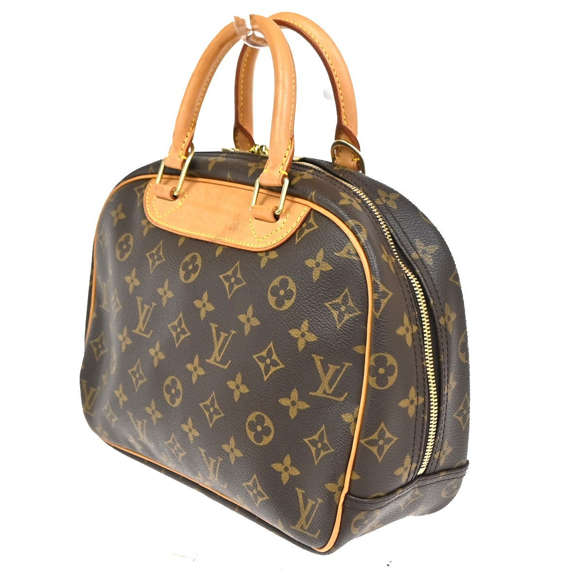 Louis Vuitton Trouville Handbag Monogram Canvas Brown Leather Handbag ( )