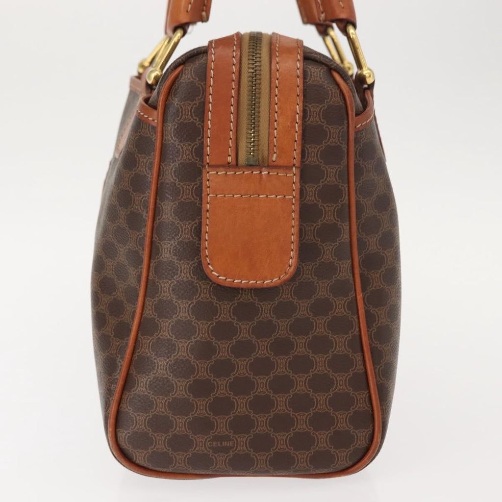 Celine Vintage Macadam Handbag Canvas And Leather Brown Canvas Handbag (Authentic  )