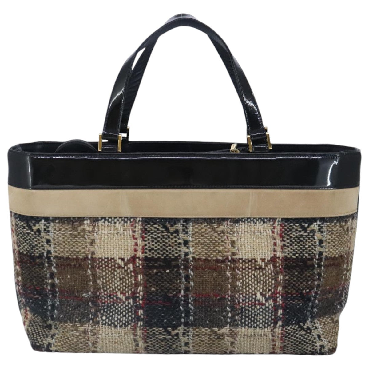 Burberry Nova Check Handbag Wool Beige Wool Handbag (Authentic  )