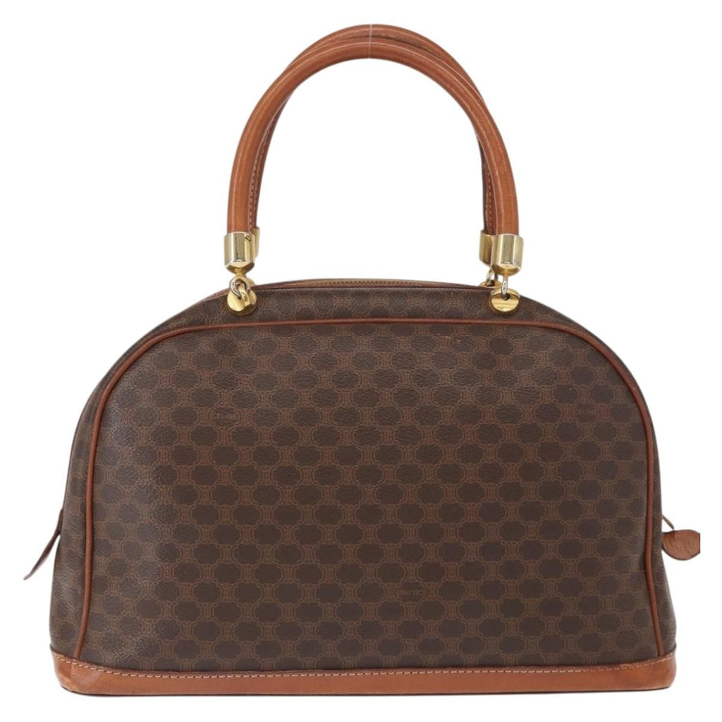 Celine Vintage Macadam Handbag Canvas And Leather Brown Canvas Handbag (Authentic  )