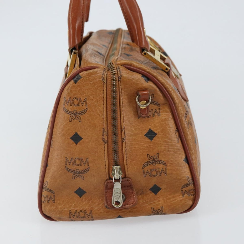 MCM Visetos Handbag Canvas And Leather Brown Canvas Handbag (Authentic  )