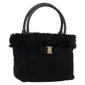 Salvatore Ferragamo Vala Handbag Suede Black Suede Handbag (Authentic  )