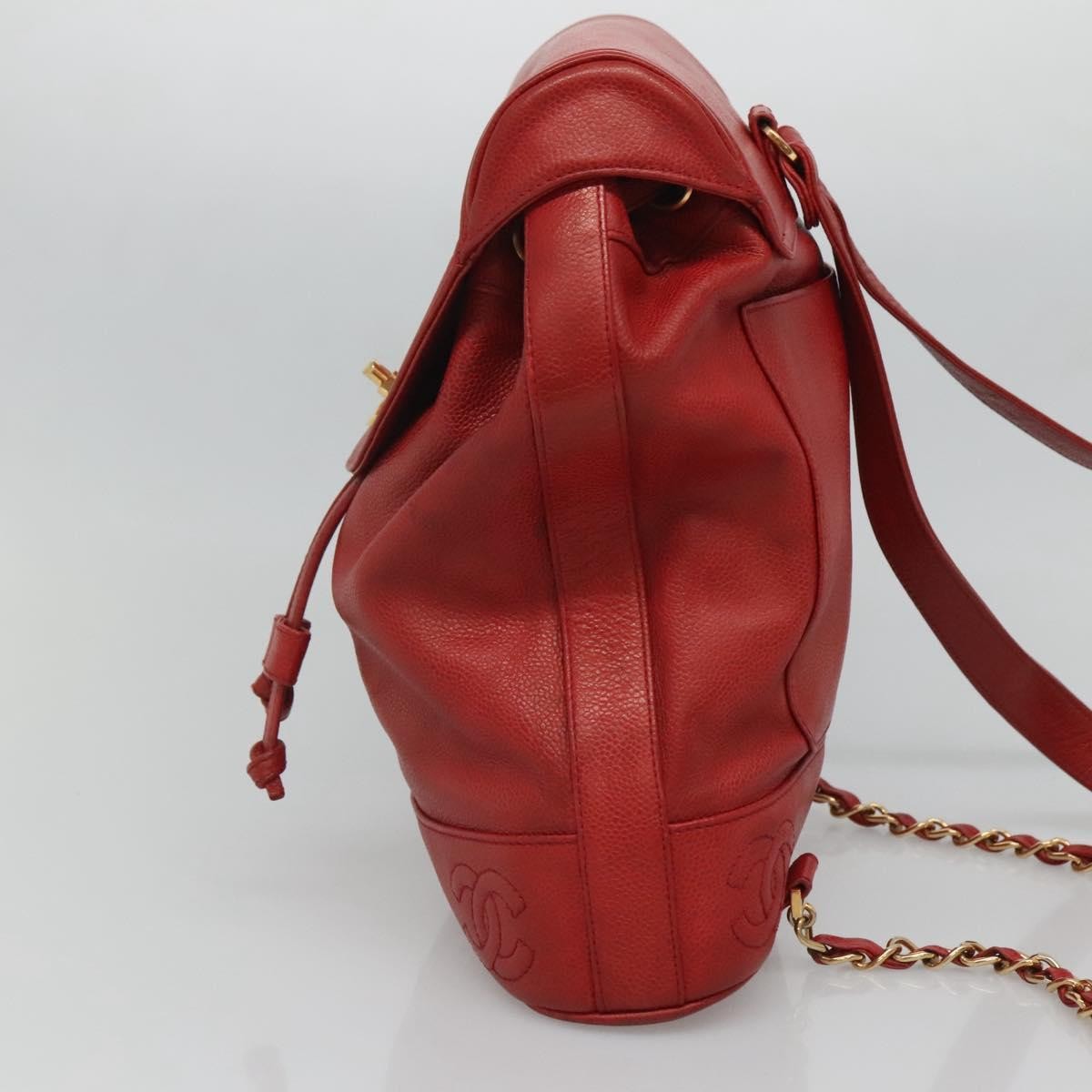 Chanel Vintage Backpack Caviar Red Leather Backpack Bag (Authentic  )